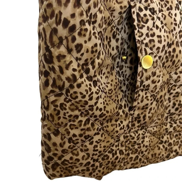 Vtg animal print puffed quilted vest,women size 14.Brown,front zip,mob wife - Picture 5 of 14